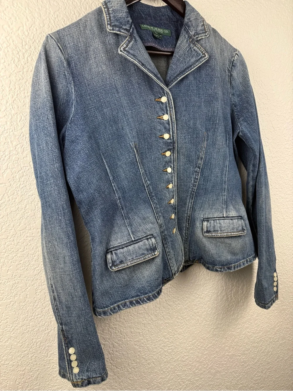 Lauren Jeans Co. Ralph Lauren | Pearl Button Denim Blazer Jacket | Size M